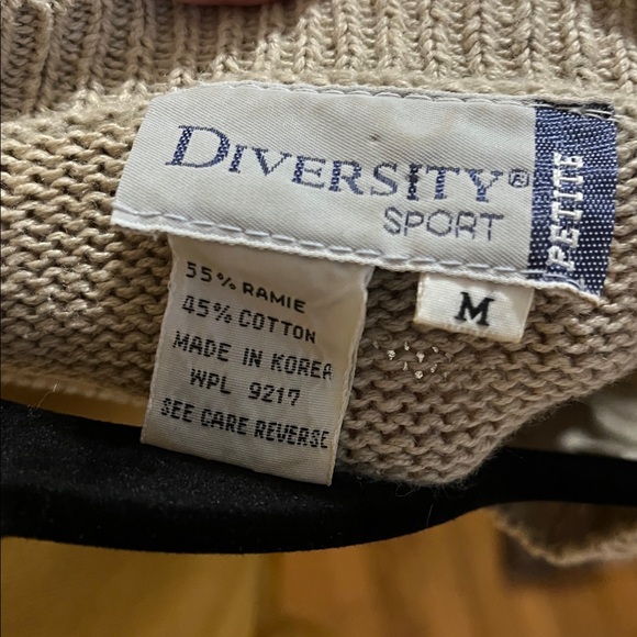 Vintage Floral Knit Sleeveless Sweater - Tan Medium Petite - Picture 2 of 2